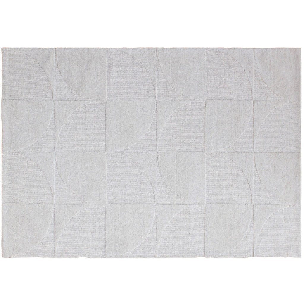 Alfombra boho de lana beige, hecha a mano, 140 x 200 cm