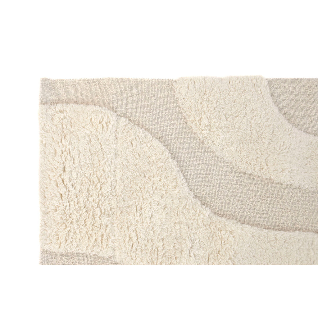 Alfombra boho beige de lana reversible, 160 x 230 cm