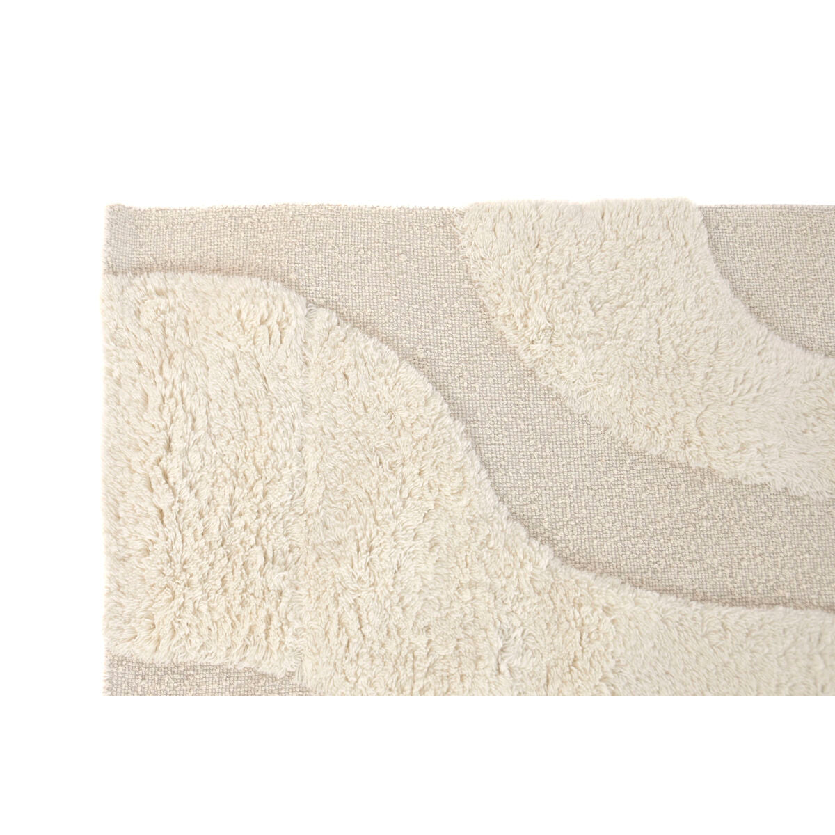 Alfombra boho beige de lana reversible, 160 x 230 cm
