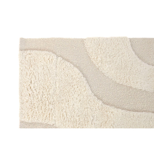 Alfombra boho beige de lana reversible, 160 x 230 cm