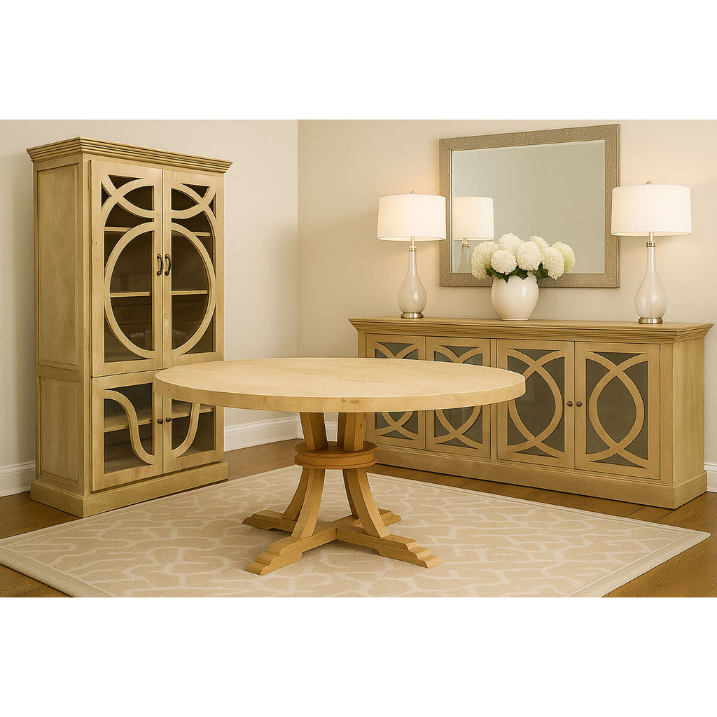 Mesa de comedor marrón y natural de madera, 150 x 150 x 76 cm — imagen 9