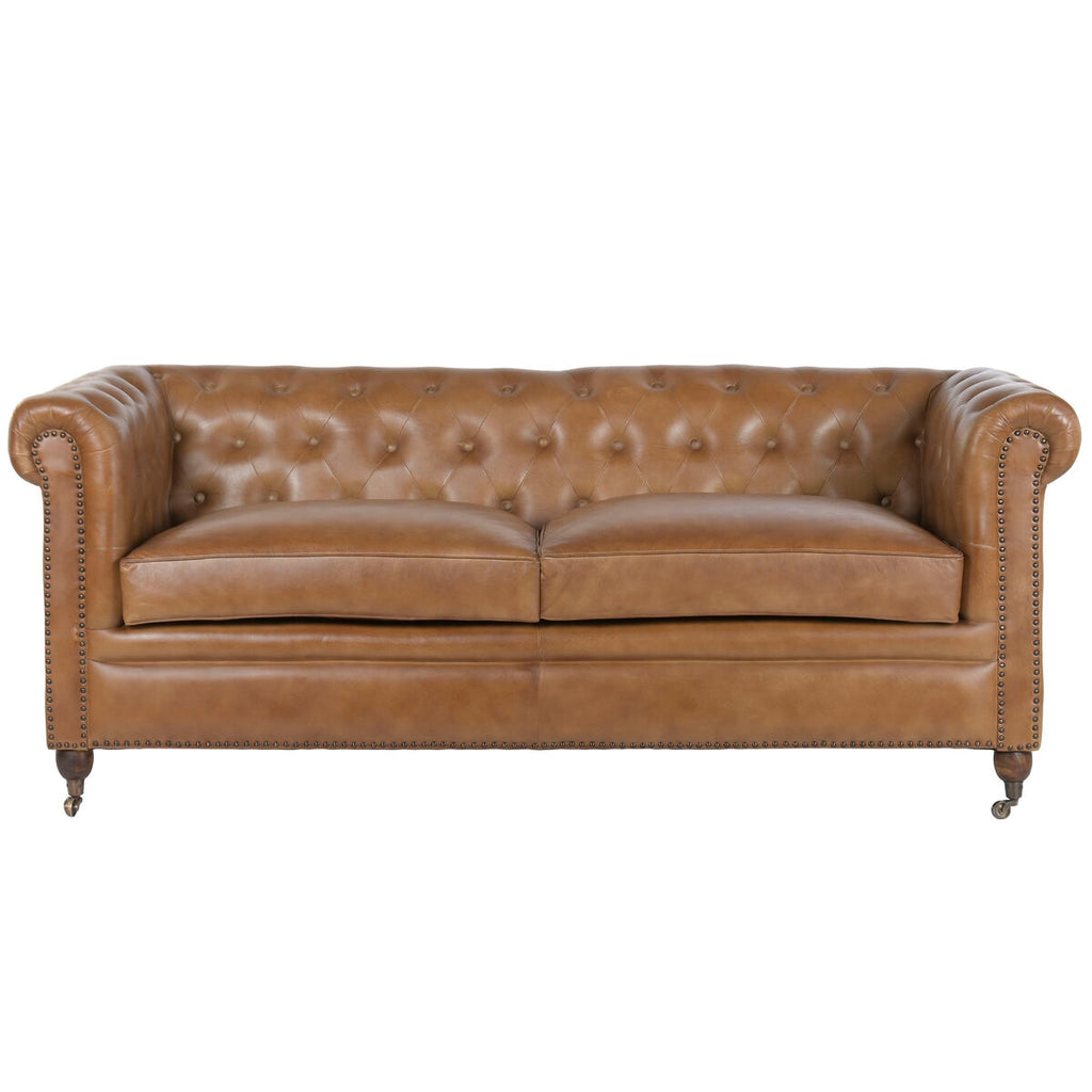 Sofá vintage de piel de 3 plazas, 190 x 77 x 80 cm — imagen 11