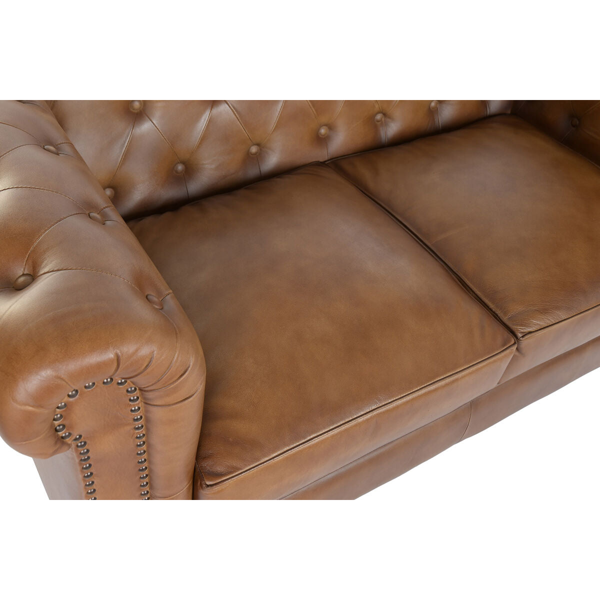 Sofá vintage marrón de piel, 148 x 80 x 72 cm — imagen 3