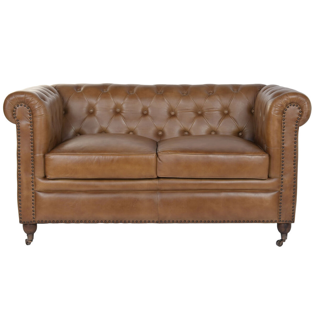 Sofá vintage marrón de piel, 148 x 80 x 72 cm — imagen 8