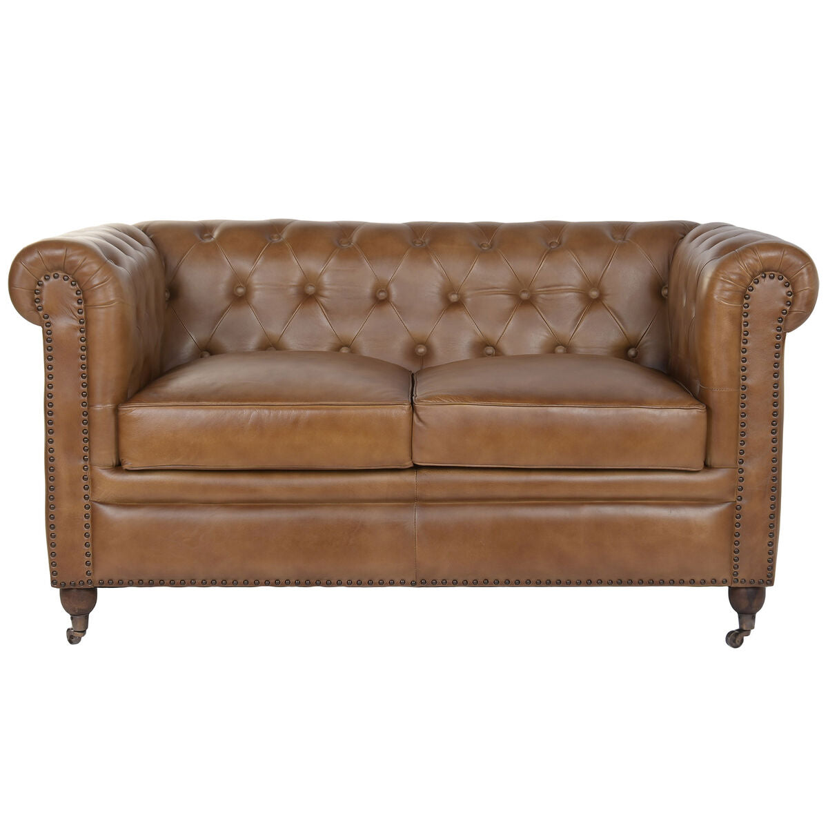 Sofá vintage marrón de piel, 148 x 80 x 72 cm — imagen 8