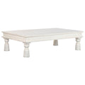 Mesa de centro de madera blanca, acabado decapé, 70x107x45cm