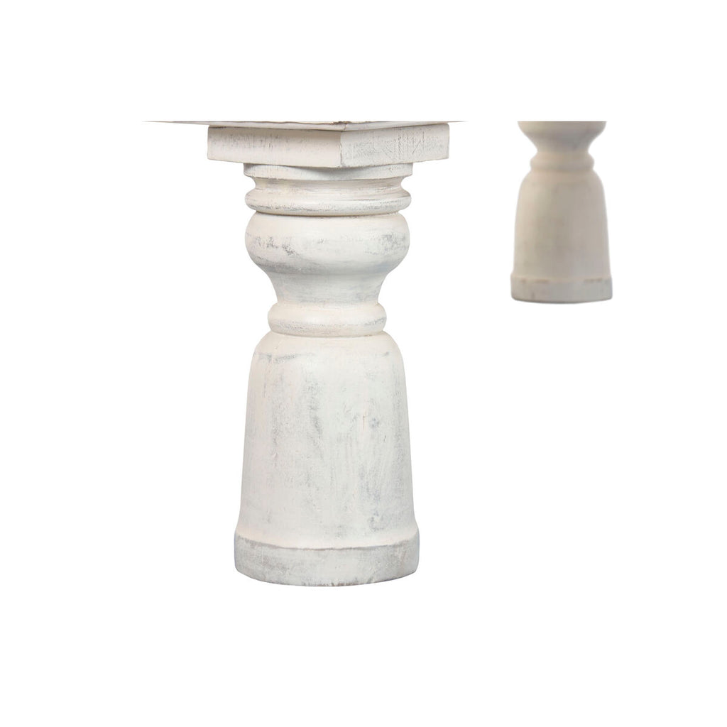 Mesa de centro de madera blanca, acabado decapé, 70x107x45cm — imagen 6