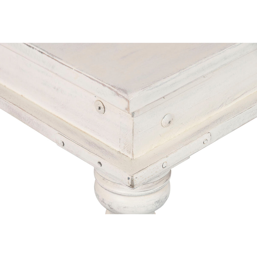 Mesa de centro de madera blanca, acabado decapé, 70x107x45cm — imagen 7