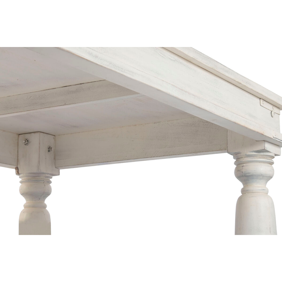 Mesa de centro de madera blanca, acabado decapé, 70x107x45cm — imagen 8