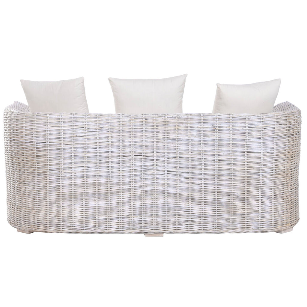 Sofá Bali decapé blanco de ratán y algodón, 174 x 88 x 69 cm — imagen 2