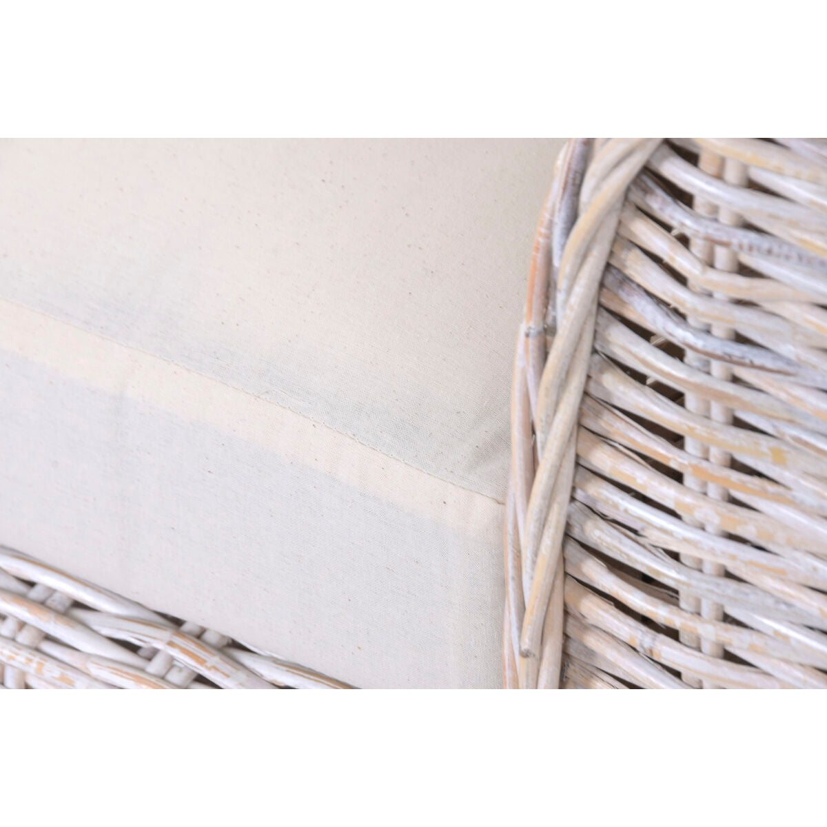 Sofá Bali decapé blanco de ratán y algodón, 174 x 88 x 69 cm — imagen 6