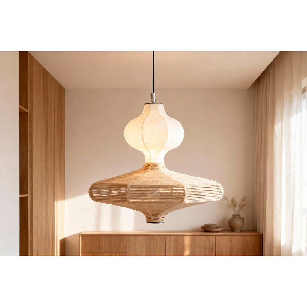 Lámpara de techo LED, papel y acero, 50 x 50 x 40,6 cm — imagen 2