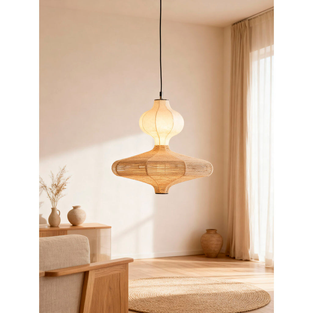 Lámpara de techo LED, papel y acero, 50 x 50 x 40,6 cm — imagen 4