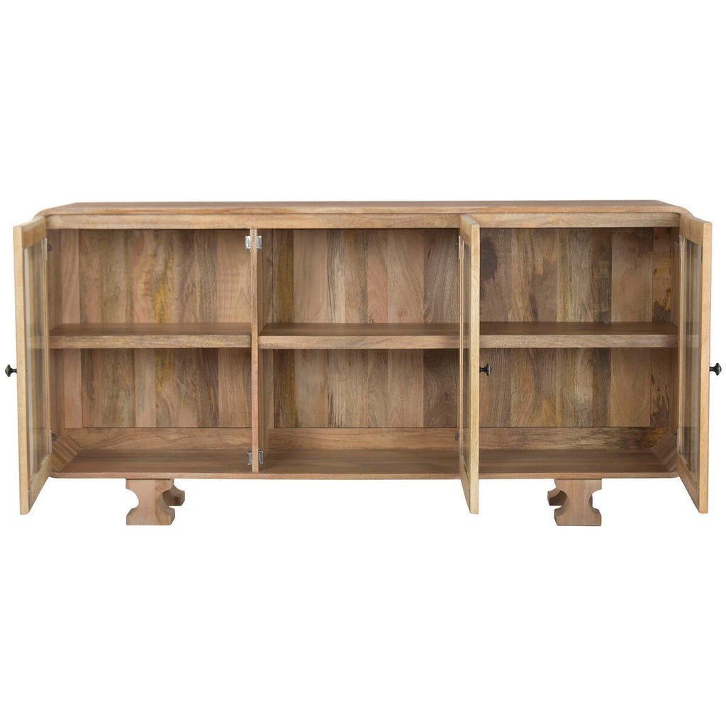 Aparador marrón de cristal y madera de mango, 175 x 40 x 85 cm — imagen 2