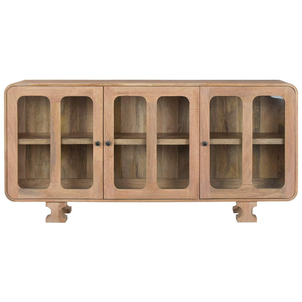 Aparador marrón de cristal y madera de mango, 175 x 40 x 85 cm — imagen 9