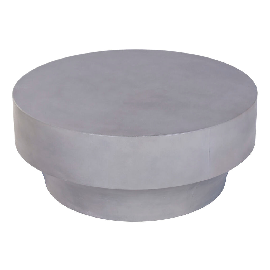Mesa de centro de jardín gris de hormigón con LED, 91 x 91 x 38 cm