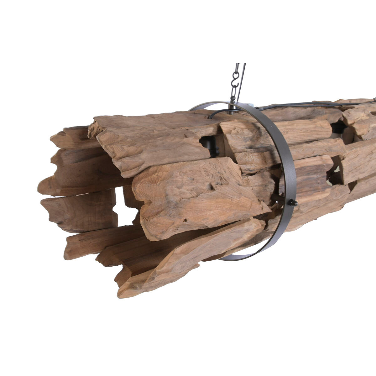 Lámpara de techo marrón de madera y hierro, 50 W — imagen 2