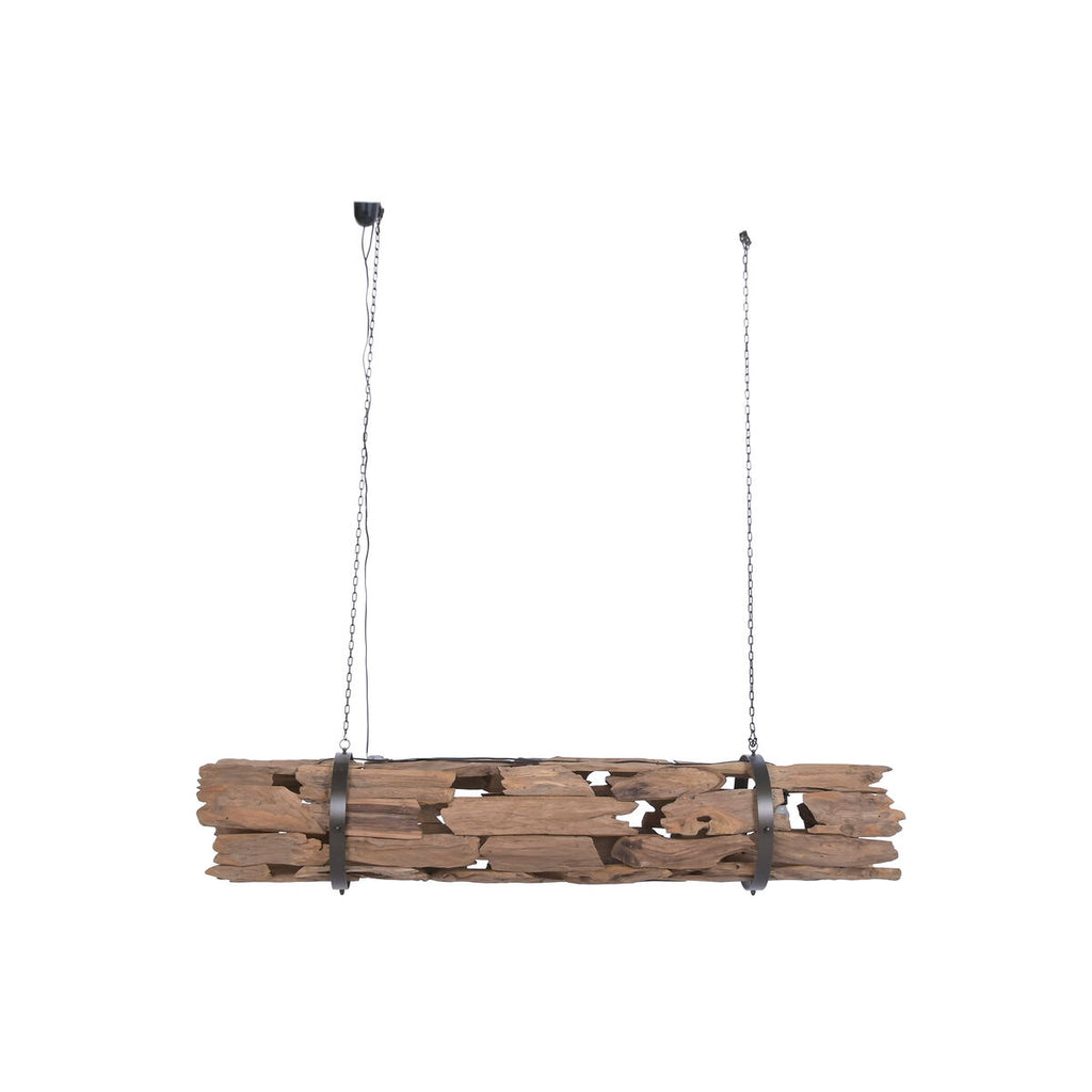 Lámpara de techo marrón de madera y hierro, 50 W
