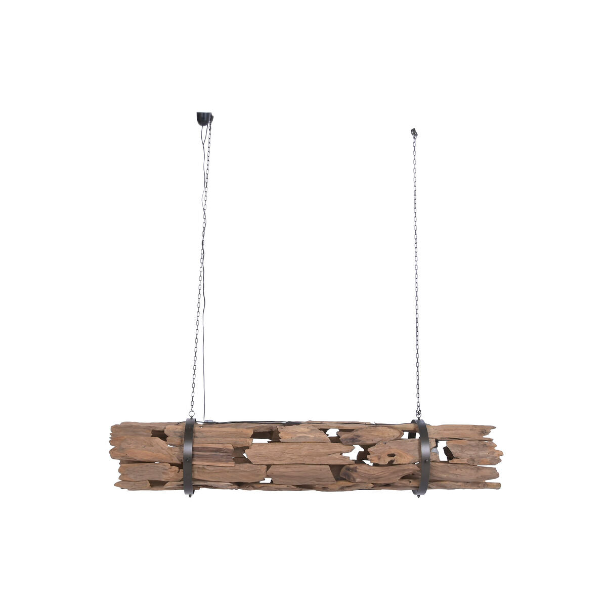 Lámpara de techo marrón de madera y hierro, 50 W
