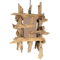 Lámpara de techo de madera de teca y lino, marrón