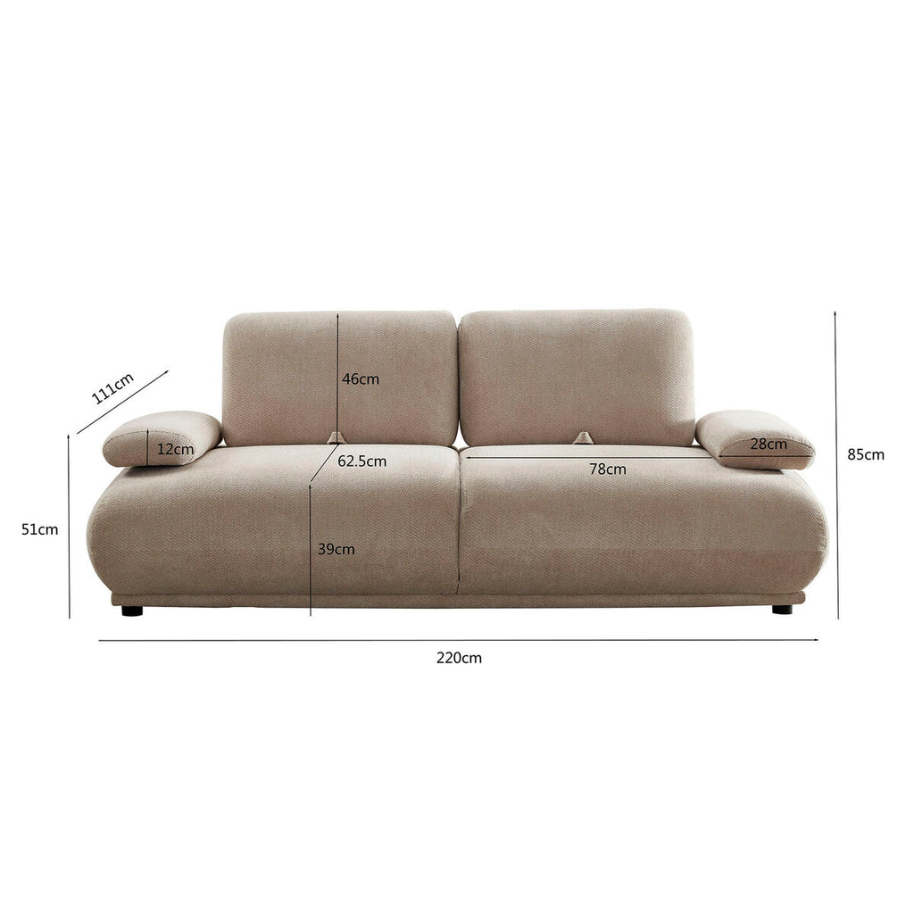 Sofá urbano en beige con respaldo y brazos abatibles — imagen 2