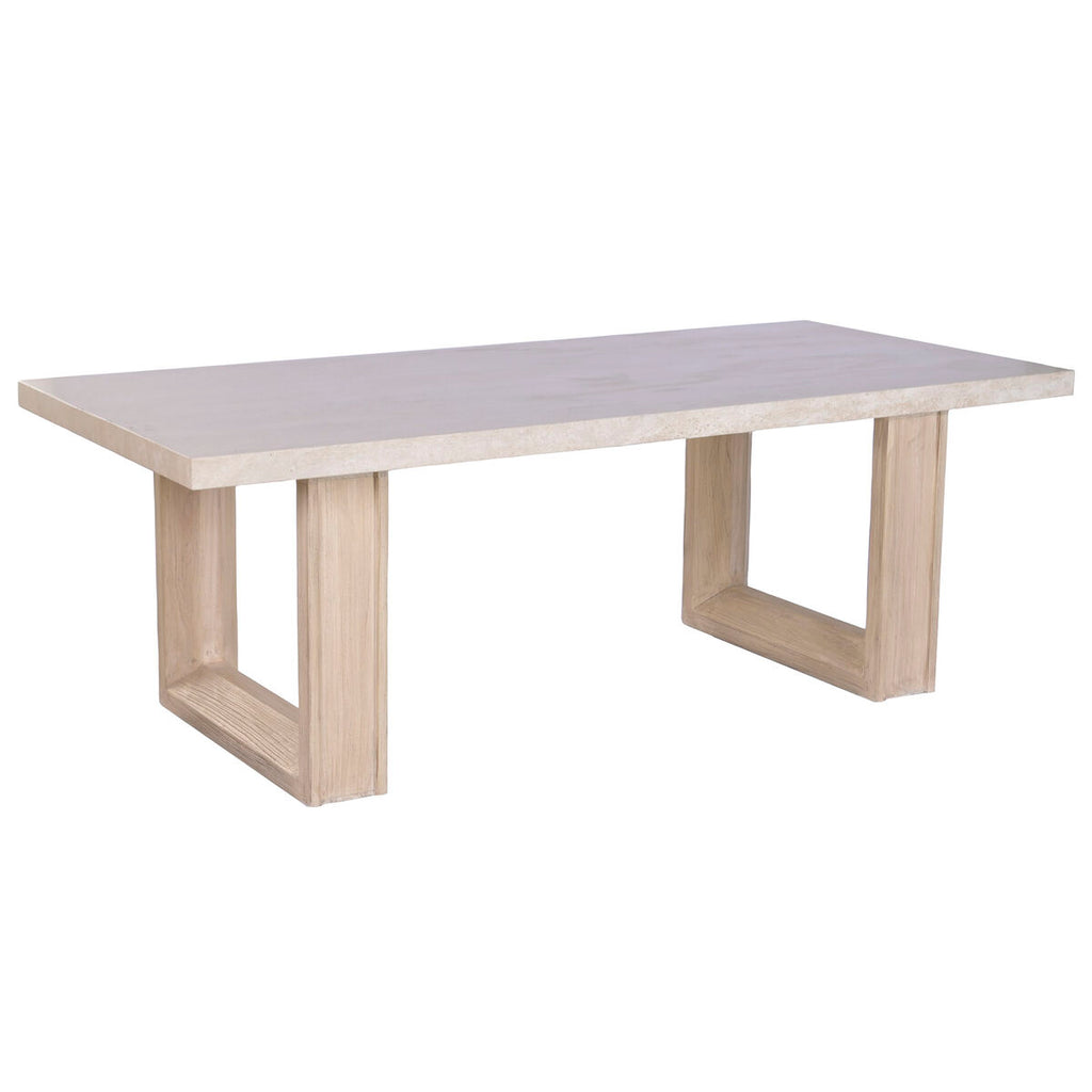 Mesa de comedor de mármol y madera de olmo, 220 cm de ancho