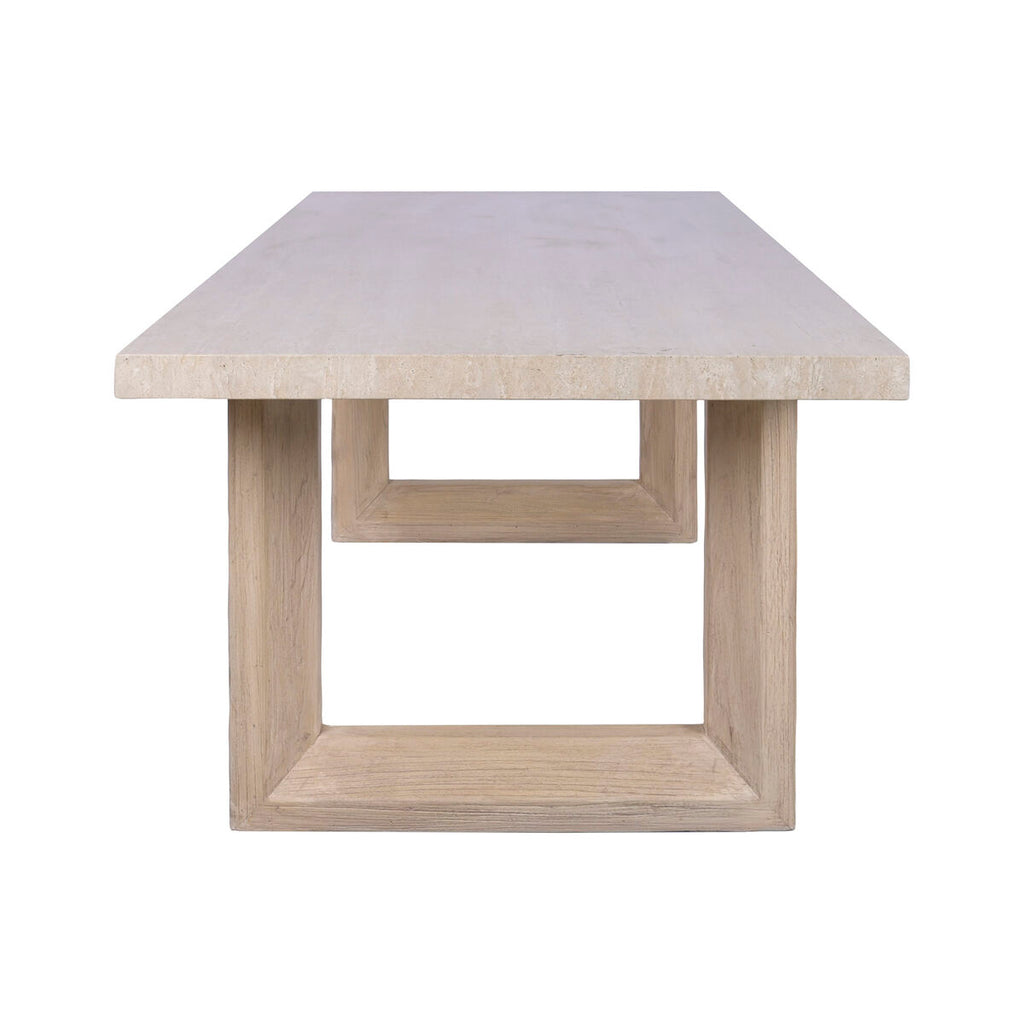Mesa de comedor de mármol y madera de olmo, 220 cm de ancho — imagen 2