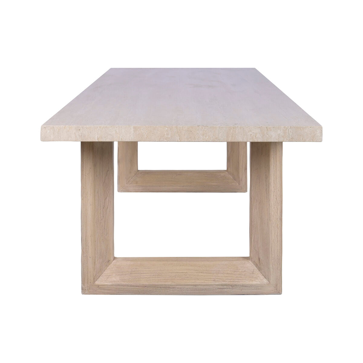 Mesa de comedor de mármol y madera de olmo, 220 cm de ancho — imagen 2