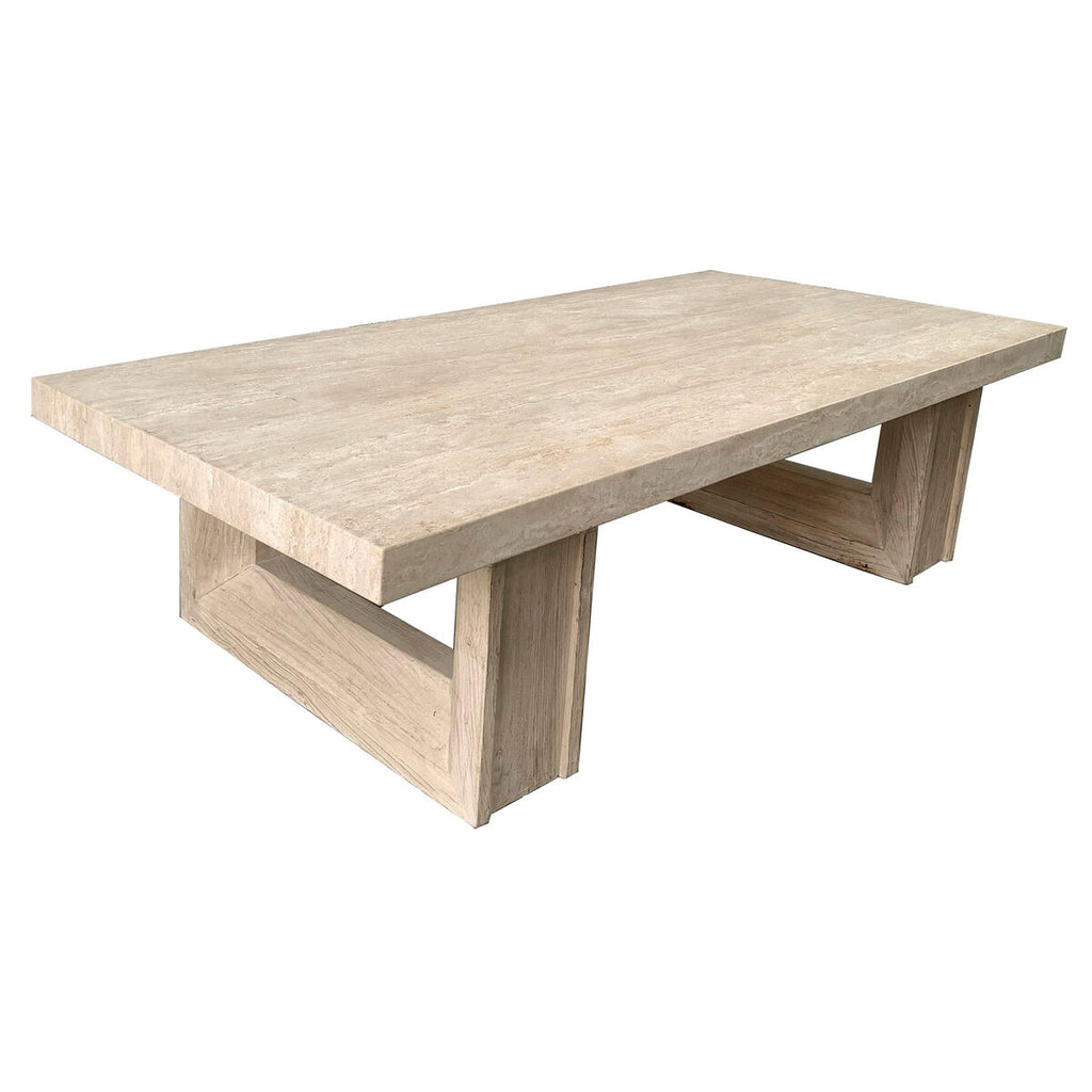 Mesa de centro romántica de mármol y madera de olmo, 160 x 80 x 43 cm