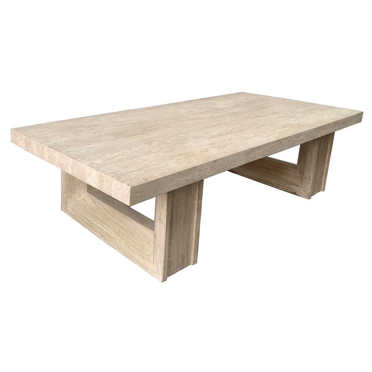 Mesa de centro romántica de mármol y madera de olmo, 160 x 80 x 43 cm
