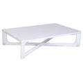 Mesa de centro blanca de madera de olmo maciza, 170 x 109 x 41 cm