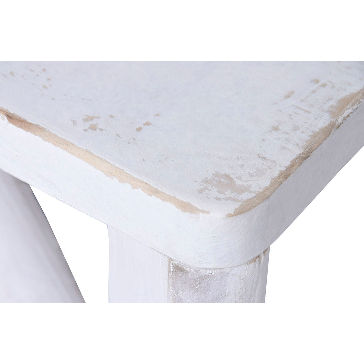 Mesa de centro blanca de madera de olmo maciza, 170 x 109 x 41 cm — imagen 3
