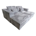 Sofá modular de pana gris claro, estilo scandi