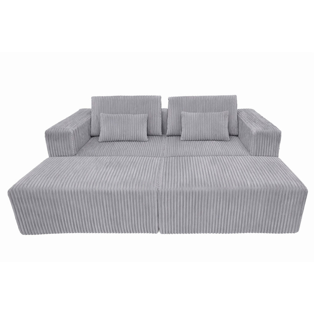 Sofá modular de pana gris claro, estilo scandi — imagen 3