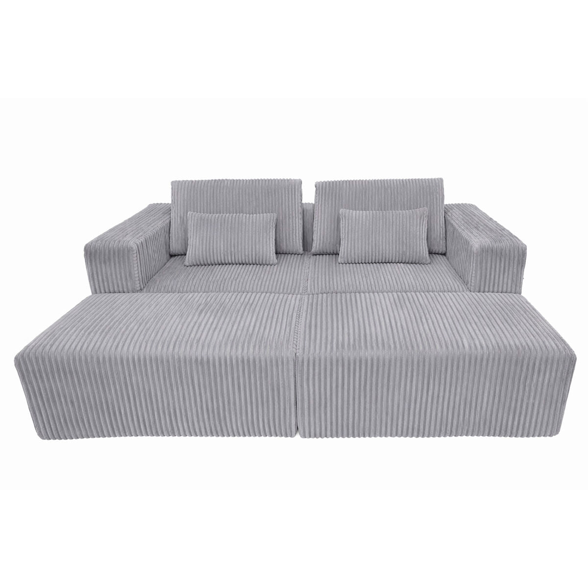 Sofá modular de pana gris claro, estilo scandi — imagen 3