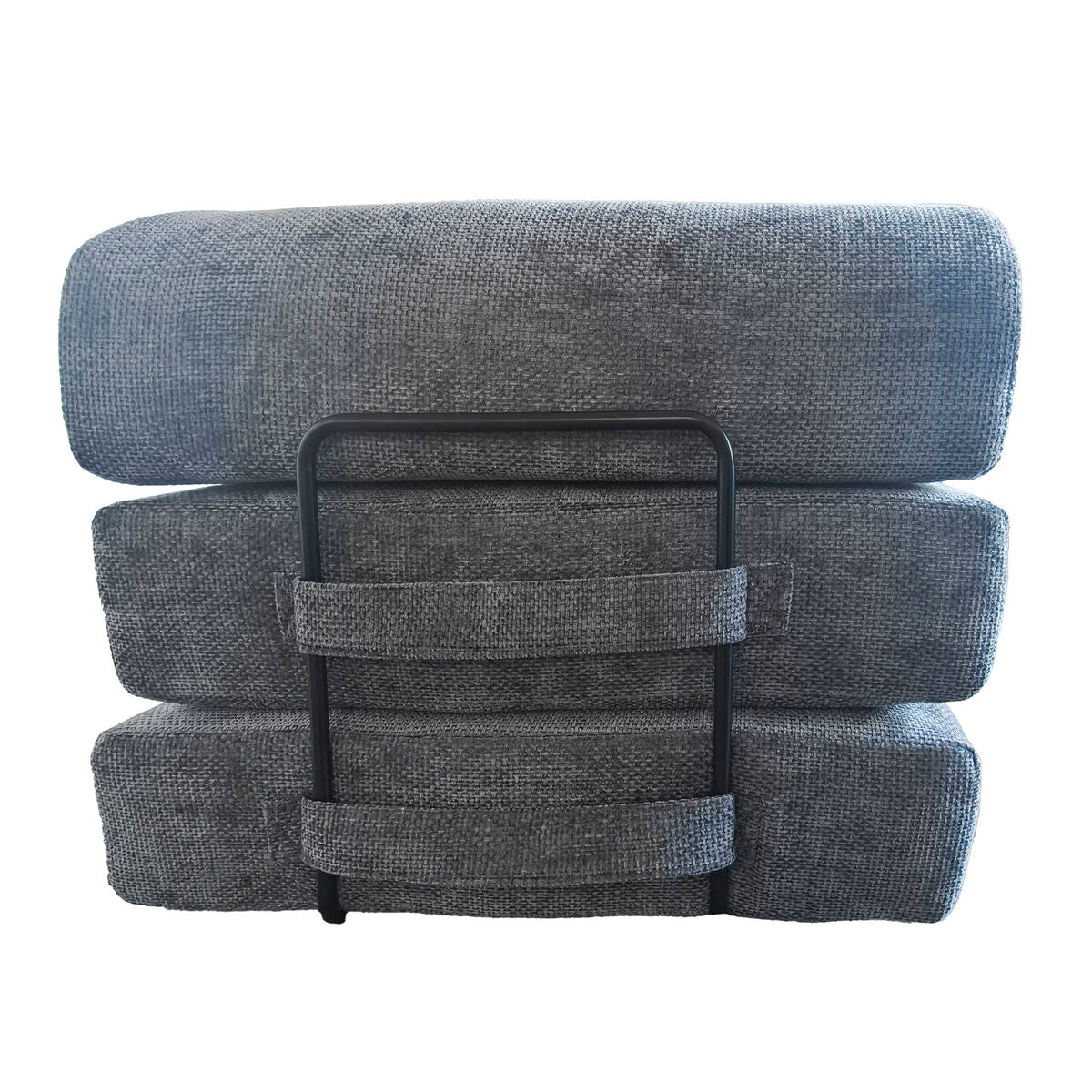 Sofá cama de metal y espuma, gris claro, estilo Scandi, 200 x 90 x 64 cm — imagen 2