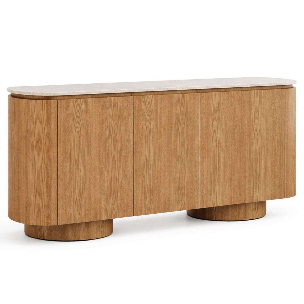 Aparador moderno marrón claro de granito y MDF, 180 x 40 x 85 cm