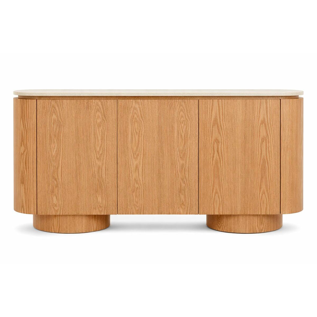 Aparador moderno marrón claro de granito y MDF, 180 x 40 x 85 cm — imagen 3