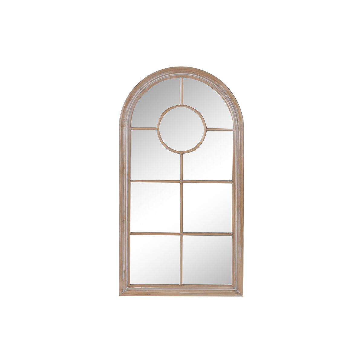Espejo de pared cottage ventana blanco y natural, 68 x 4 x 128 cm