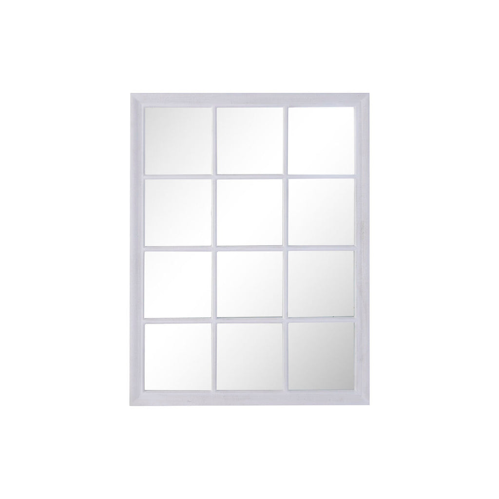 Espejo de pared ventana envejecido blanco, 90 x 3,5 x 120 cm
