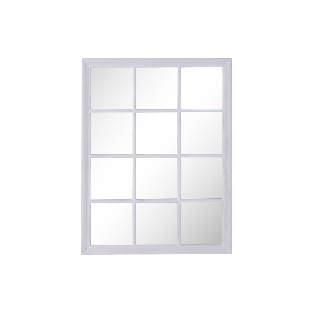 Espejo de pared ventana envejecido blanco, 90 x 3,5 x 120 cm
