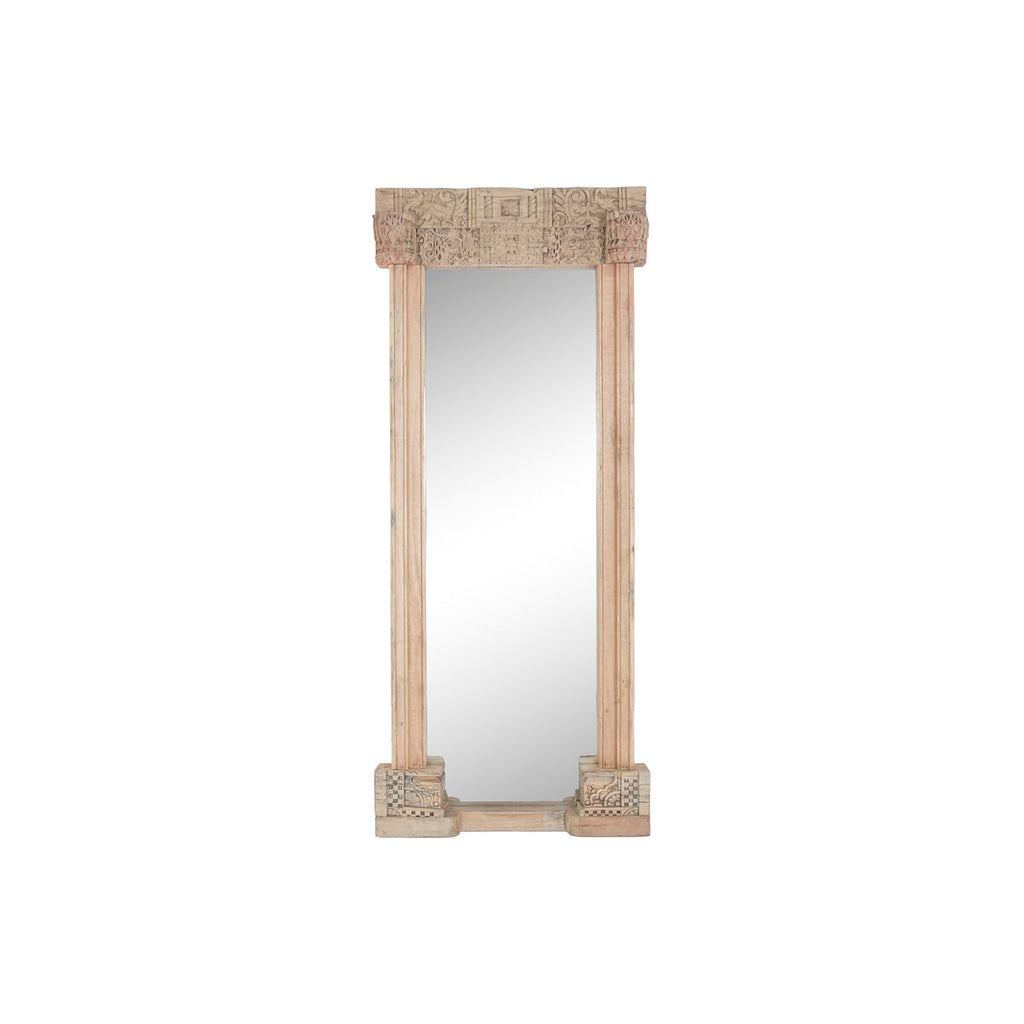 Espejo de pared rectangular de teca, 80 x 10 x 205 cm