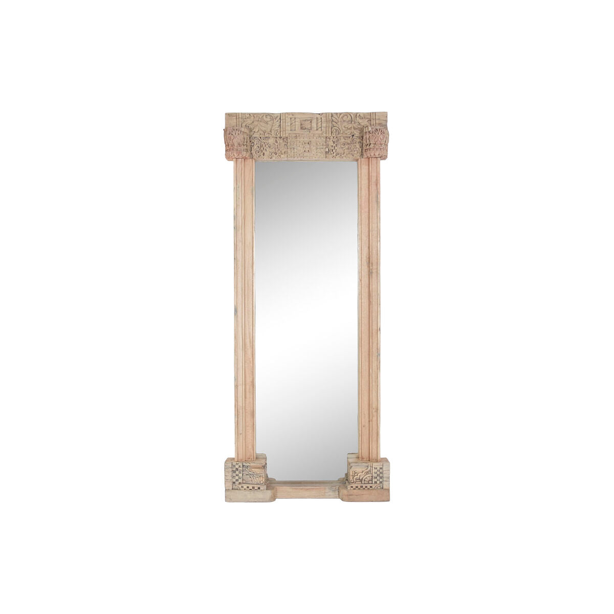 Espejo de pared rectangular de teca, 80 x 10 x 205 cm