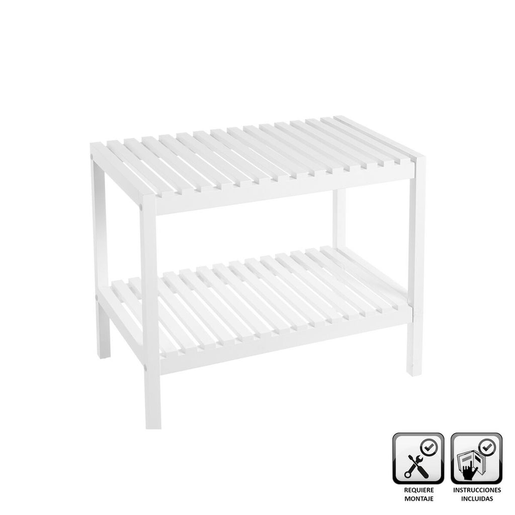 Estantería de baño de madera MDF blanca, 64 x 37 x 53 cm — imagen 2