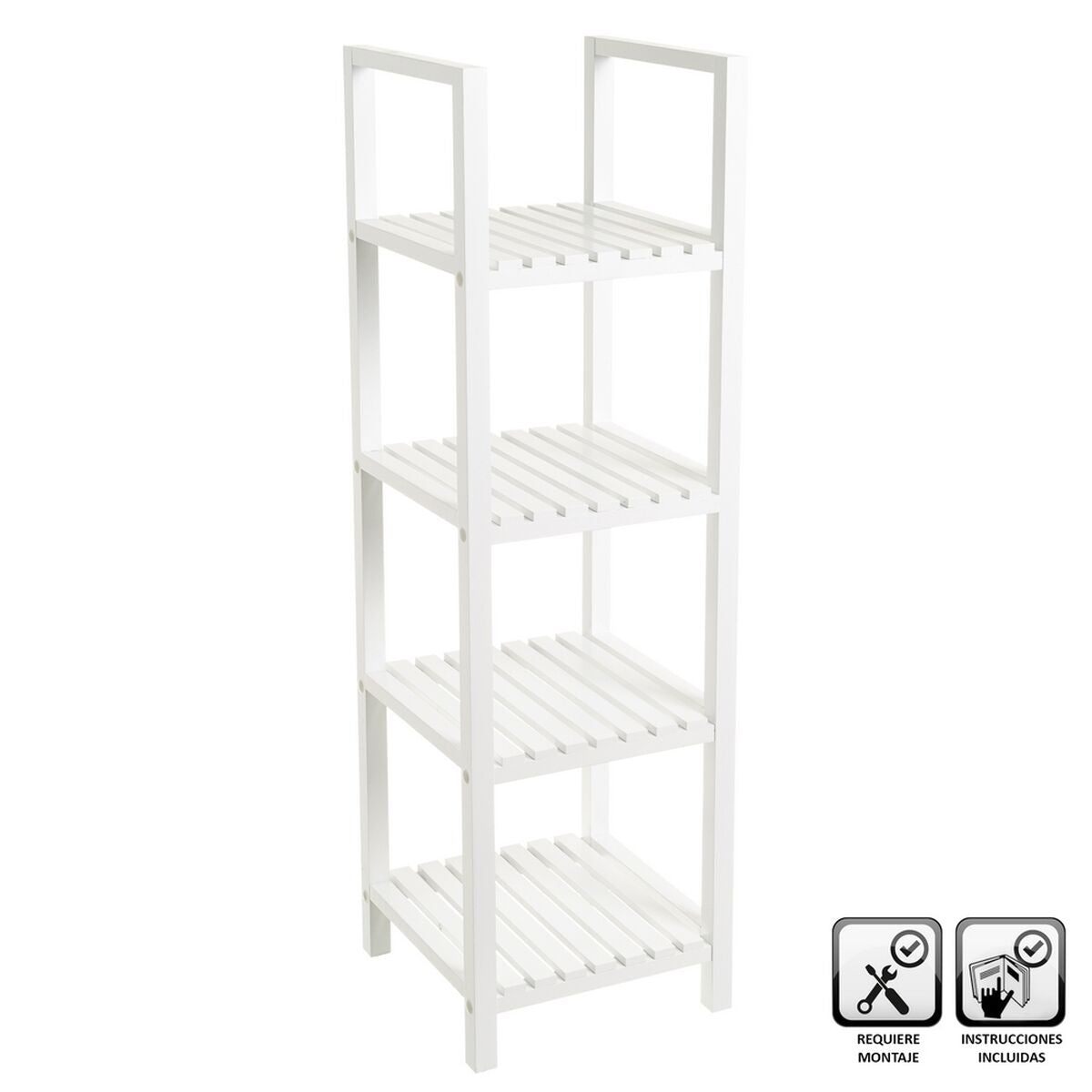 Estantería de baño de madera MDF blanca, 31 x 31 x 102 cm — imagen 2