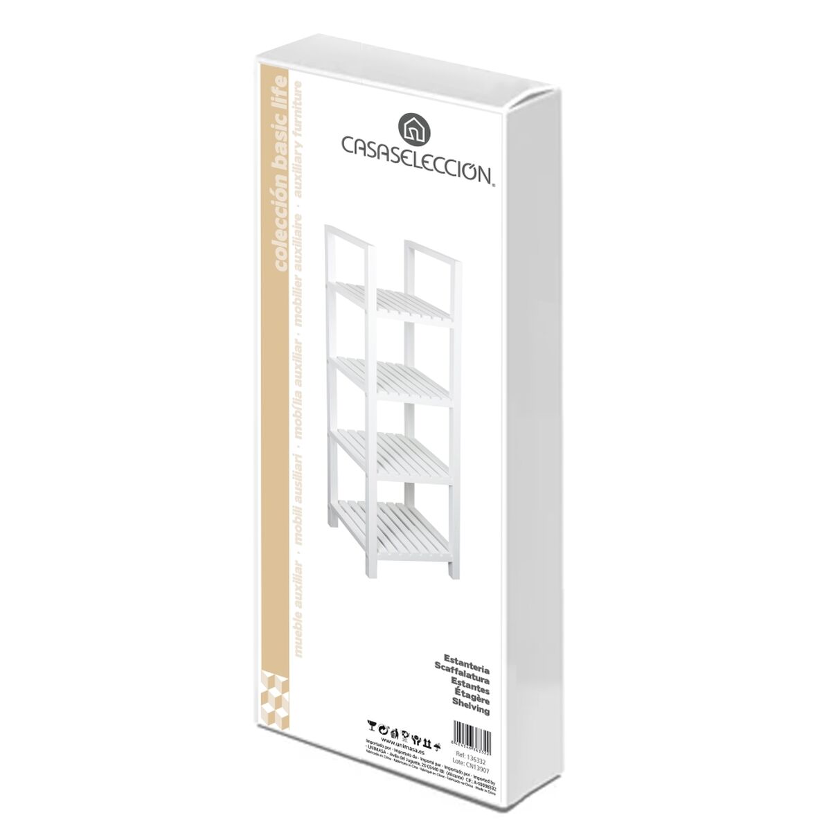 Estantería de baño de madera MDF blanca, 31 x 31 x 102 cm