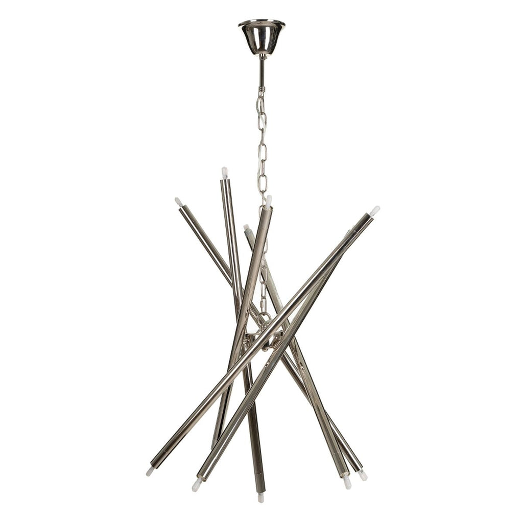 Lámpara de techo plateada de metal y cristal, 82 x 82 x 34,3 cm