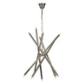 Lámpara de techo plateada de metal y cristal, 82 x 82 x 34,3 cm