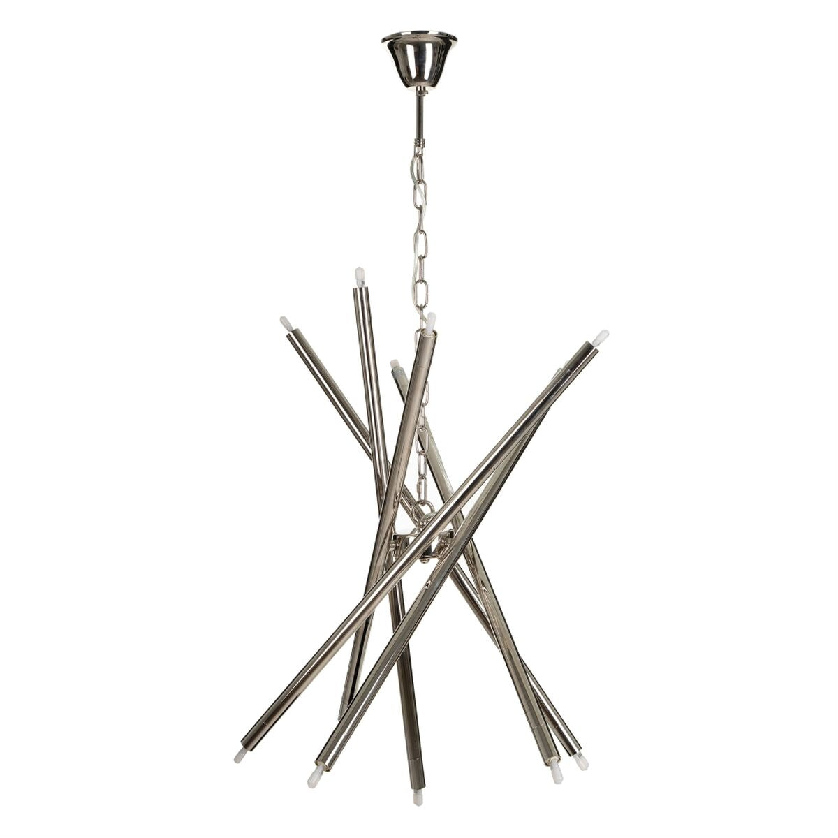 Lámpara de techo plateada de metal y cristal, 82 x 82 x 34,3 cm
