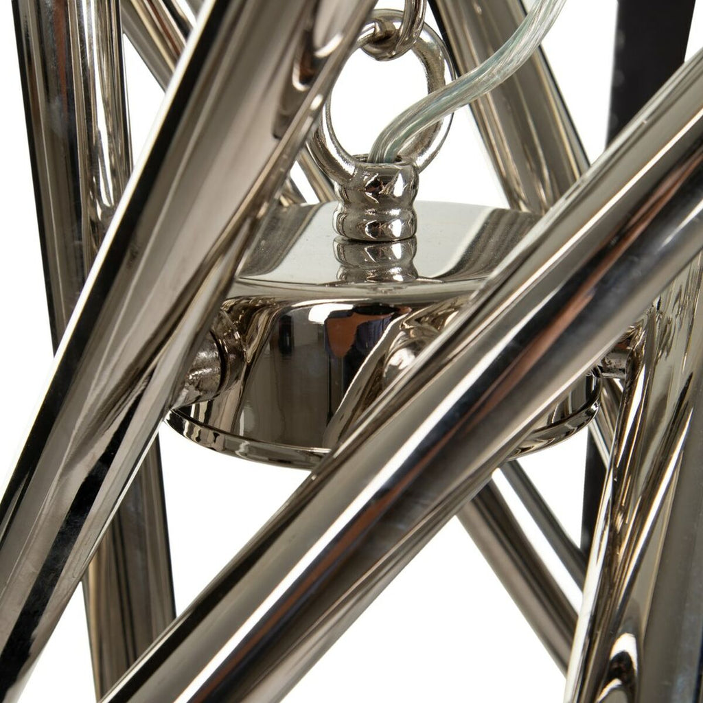 Lámpara de techo plateada de metal y cristal, 82 x 82 x 34,3 cm — imagen 3